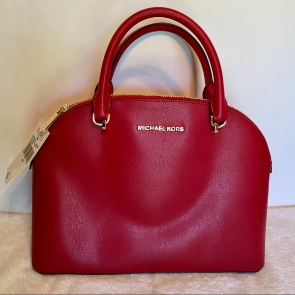 Leather Dome Satchel w/Shoulder Strap, Scarlet, Michael Kors size Large - Picture 4 of 16